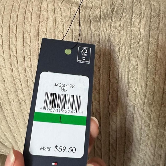 NWT Tommy Hilfiger Beige Cableknit Top Size L- originally $59.50 - Picture 6 of 8